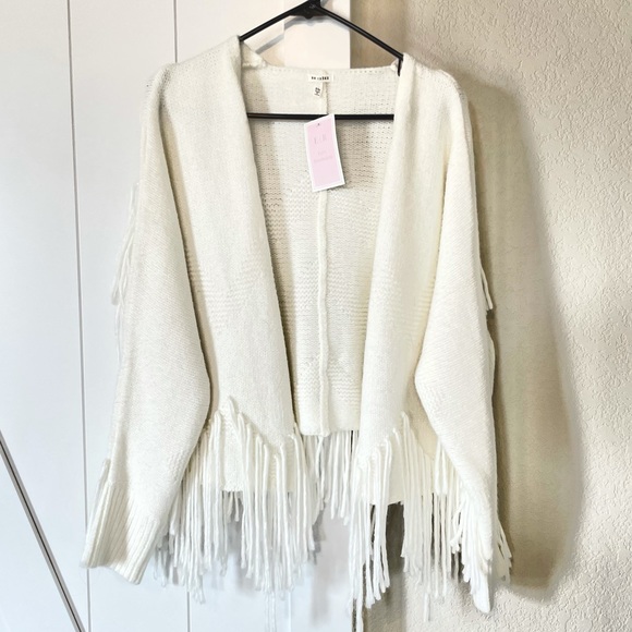 En Creme Fringe Cardigan - Picture 2 of 5